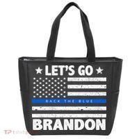 Let's Go Brandon Blue Thin Line Back The Blue FJB Chant Tote Bag thumb 0