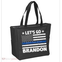 Let's Go Brandon Blue Thin Line Back The Blue FJB Chant Tote Bag thumb 2