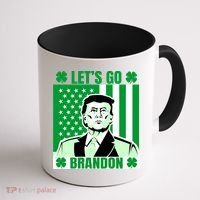Lets Go Brandon St Patrick's Day Trump America Flag Clover Coffee Mug thumb 1