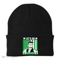 Lets Go Brandon St Patrick's Day Trump America Flag Clover Beanie thumb 0