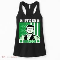 Lets Go Brandon St Patrick's Day Trump America Flag Clover Women's Tank Top thumb 0