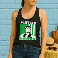 Lets Go Brandon St Patrick's Day Trump America Flag Clover Women's Tank Top thumb 2