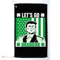 Lets Go Brandon St Patrick's Day Trump America Flag Clover Golf Towel thumb 0