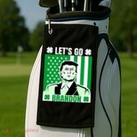 Lets Go Brandon St Patrick's Day Trump America Flag Clover Golf Towel thumb 2