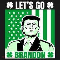 Lets Go Brandon St Patrick's Day Trump America Flag Clover Women's Long Sleeve Shirt thumb 2