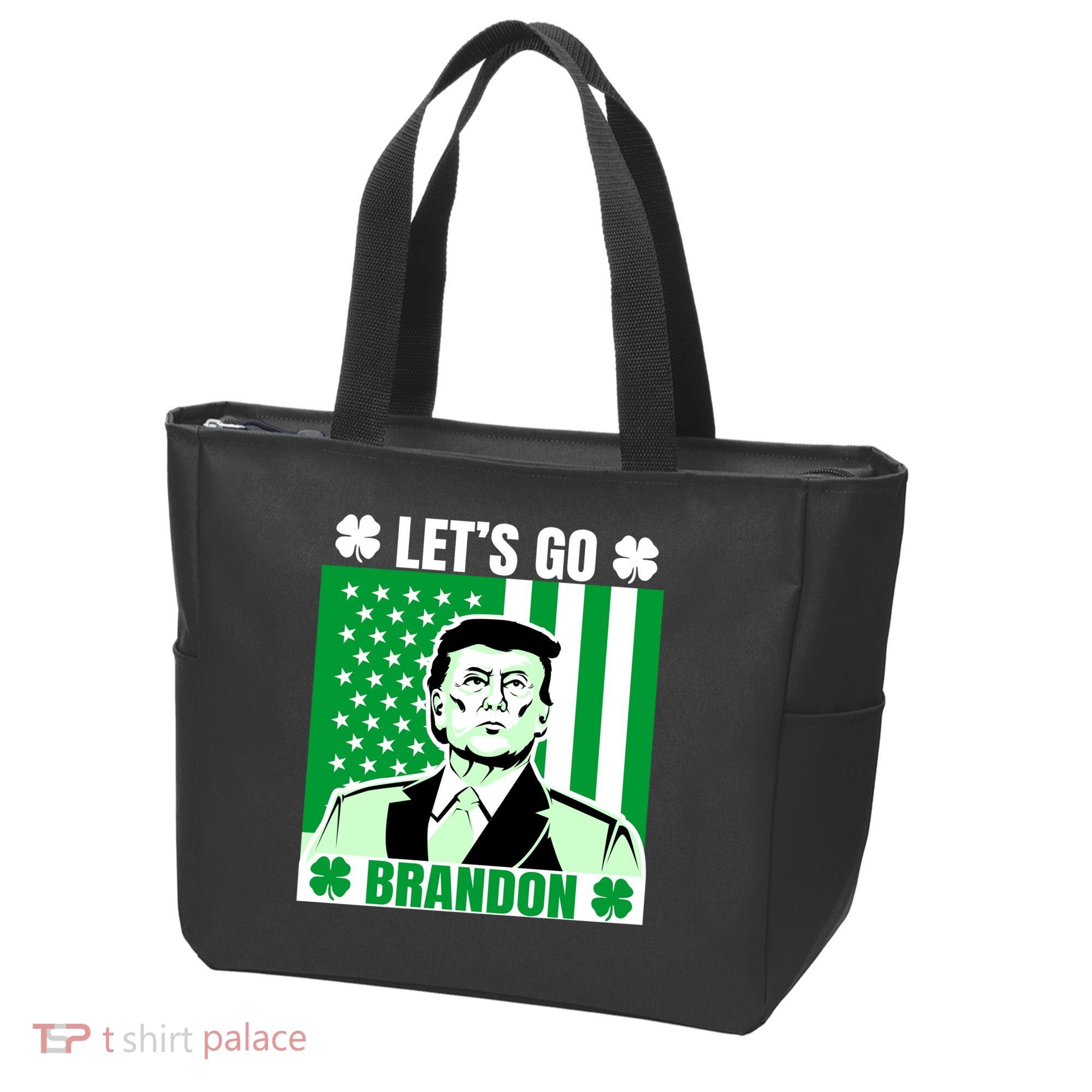 Lets Go Brandon St Patrick's Day Trump America Flag Clover Tote Bag