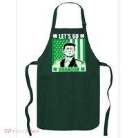 Lets Go Brandon St Patrick's Day Trump America Flag Clover Apron thumb 0