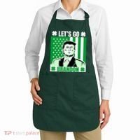 Lets Go Brandon St Patrick's Day Trump America Flag Clover Apron thumb 2