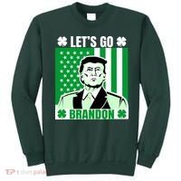 Lets Go Brandon St Patrick's Day Trump America Flag Clover Sweatshirt thumb 0