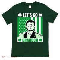 Lets Go Brandon St Patrick's Day Trump America Flag Clover T-Shirt thumb 0