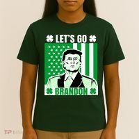 Lets Go Brandon St Patrick's Day Trump America Flag Clover T-Shirt thumb 4
