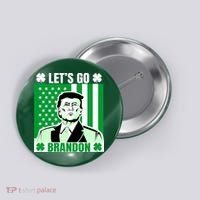 Lets Go Brandon St Patrick's Day Trump America Flag Clover Button thumb 0