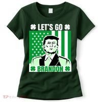 Lets Go Brandon St Patrick's Day Trump America Flag Clover Women's T-Shirt thumb 0
