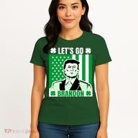 Lets Go Brandon St Patrick's Day Trump America Flag Clover Women's T-Shirt thumb 4