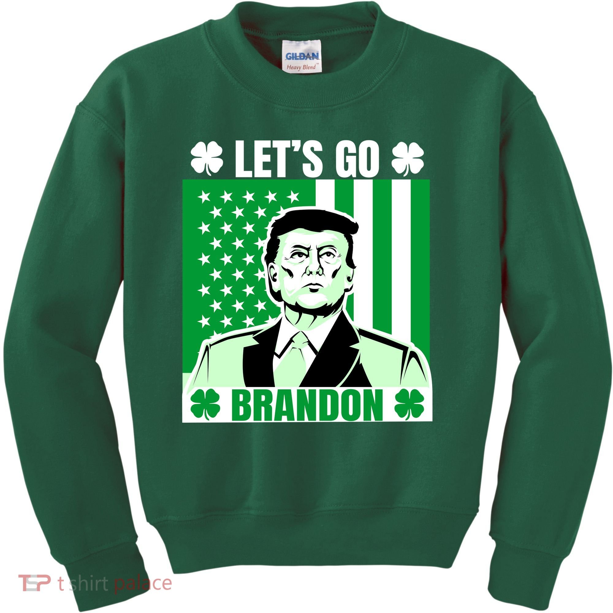 Lets Go Brandon St Patrick's Day Trump America Flag Clover Kids Sweatshirt