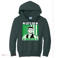 Lets Go Brandon St Patrick's Day Trump America Flag Clover Kids Hoodie thumb 0