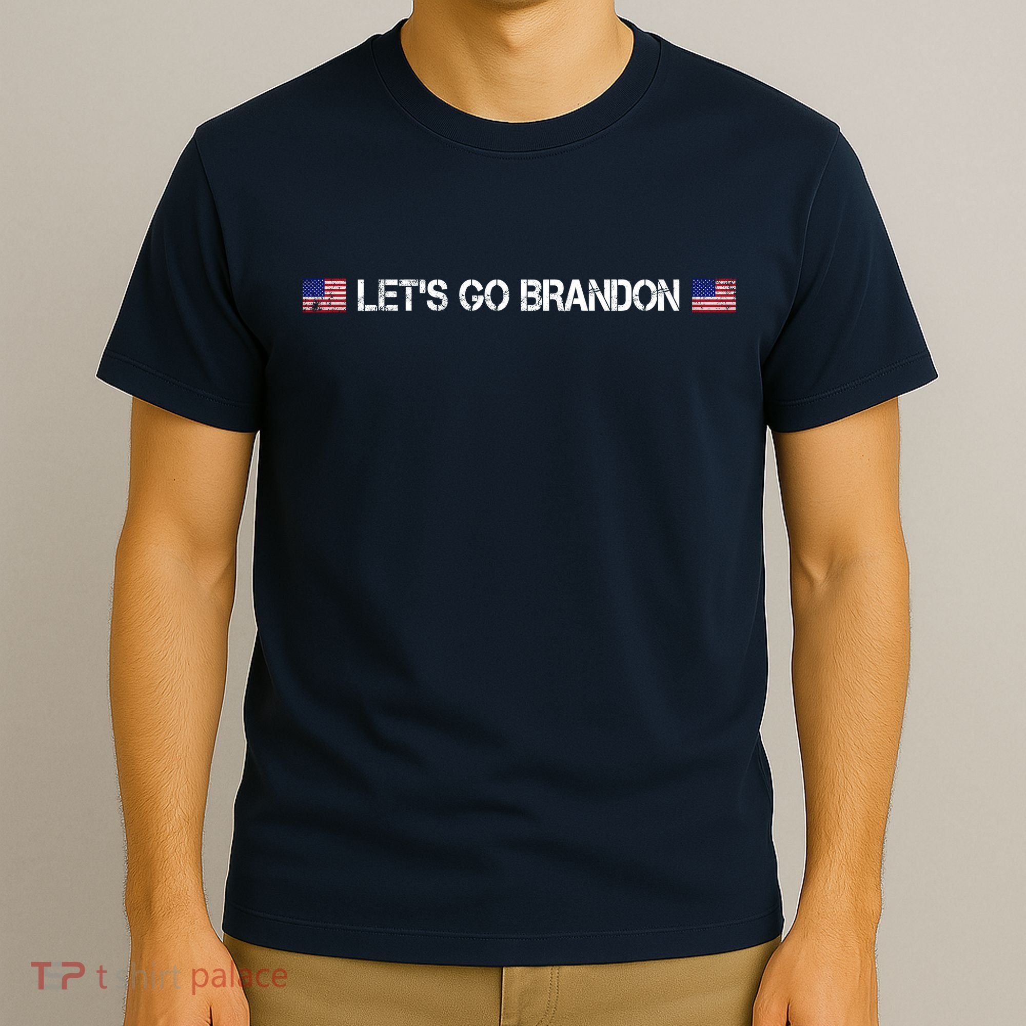 Let's Go Brandon Simple USA Flag Logo T-Shirt