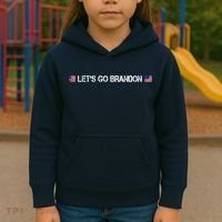 Let's Go Brandon Simple USA Flag Logo Kids Hoodie thumb 3