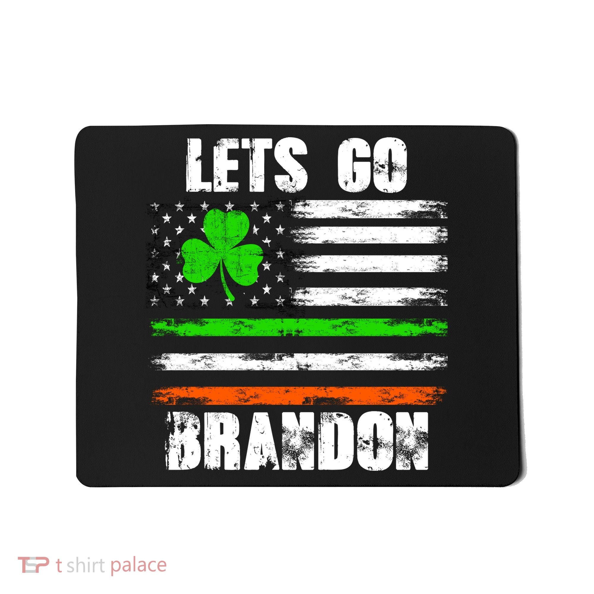 Lets Go Brandon St Patrick's Day Distressed America USA Flag Clover Mousepad