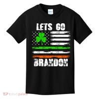 Lets Go Brandon St Patrick's Day Distressed America USA Flag Clover Kids T-Shirt thumb 0