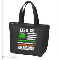 Lets Go Brandon St Patrick's Day Distressed America USA Flag Clover Tote Bag thumb 3