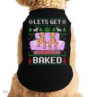 Let's Get Baked Gingerbread Man Ugly Christmas Marijuana Doggie Tank thumb 0