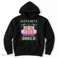 Let's Get Baked Gingerbread Man Ugly Christmas Marijuana Hoodie thumb 0