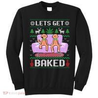 Let's Get Baked Gingerbread Man Ugly Christmas Marijuana Sweatshirt thumb 0