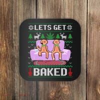 Let's Get Baked Gingerbread Man Ugly Christmas Marijuana Coaster thumb 0