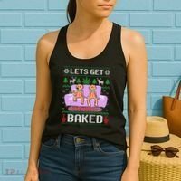 Let's Get Baked Gingerbread Man Ugly Christmas Marijuana Women's Tank Top thumb 2