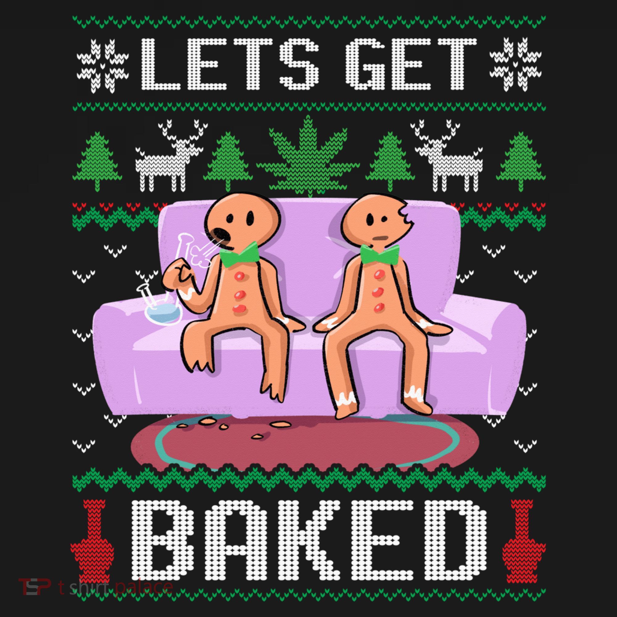 Let's Get Baked Gingerbread Man Ugly Christmas Marijuana Baby Bodysuit