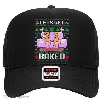 Let's Get Baked Gingerbread Man Ugly Christmas Marijuana Hat