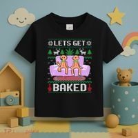 Let's Get Baked Gingerbread Man Ugly Christmas Marijuana Toddler T-Shirt thumb 3