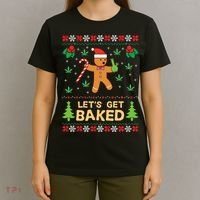 Lets Get Baked Cookie Weed Xmas Ugly Christmas Sweater T-Shirt thumb 4