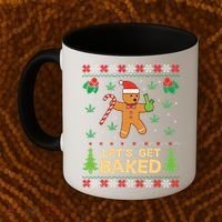 Lets Get Baked Cookie Weed Xmas Ugly Christmas Sweater Coffee Mug thumb 2
