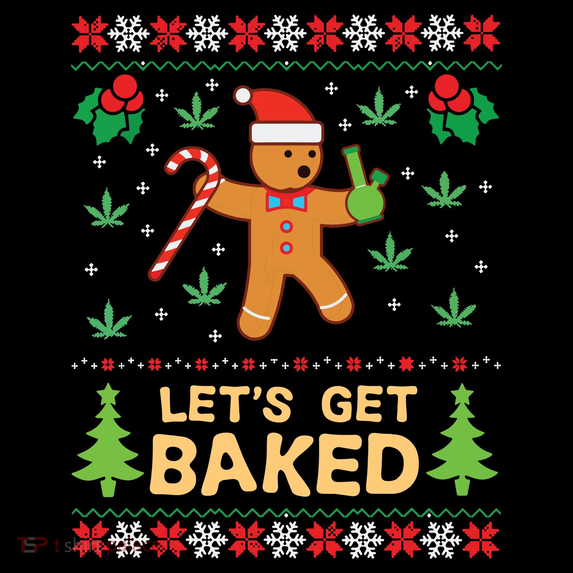 Lets Get Baked Cookie Weed Xmas Ugly Christmas Sweater Coffee Mug