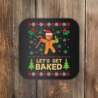 Lets Get Baked Cookie Weed Xmas Ugly Christmas Sweater Coaster thumb 0