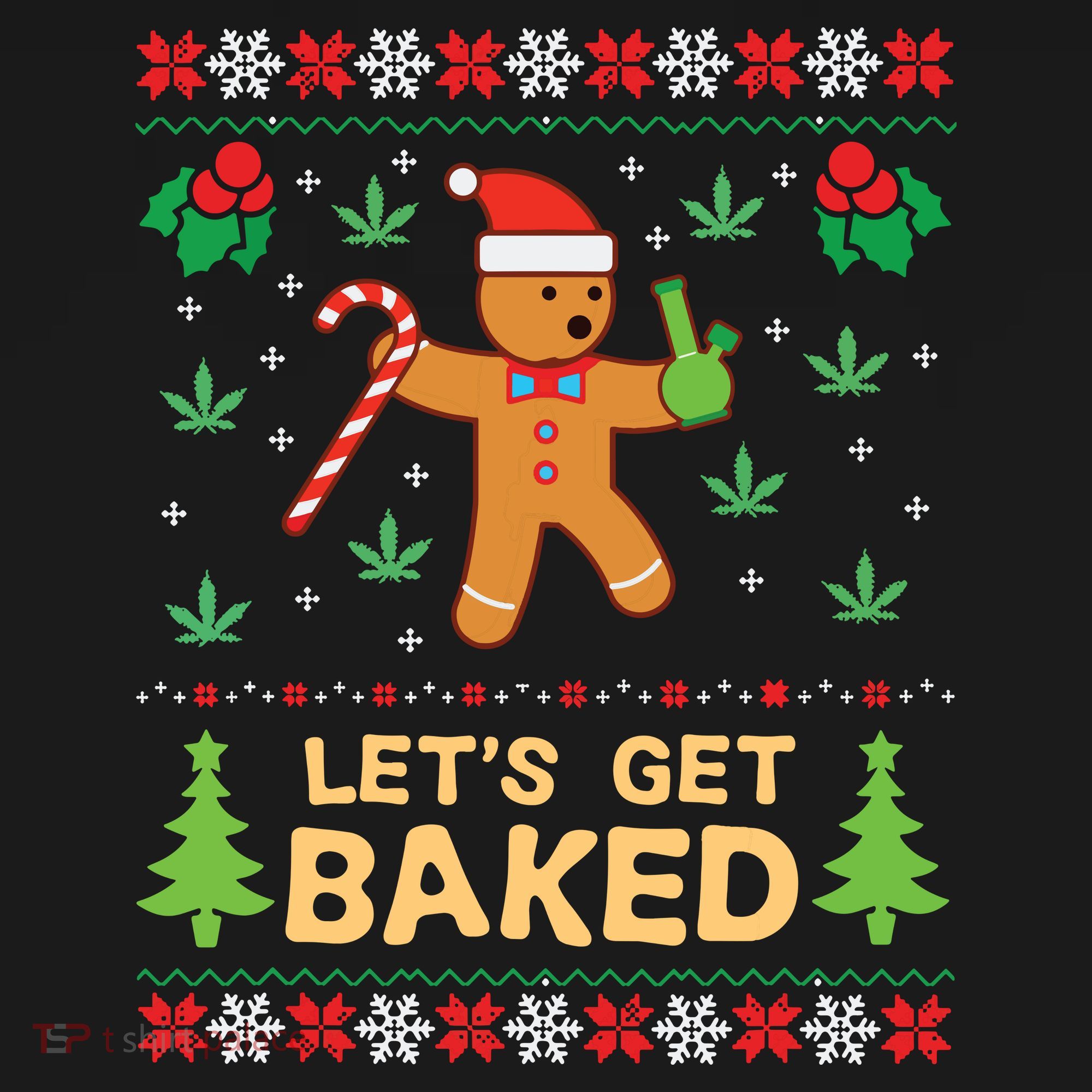 Lets Get Baked Cookie Weed Xmas Ugly Christmas Sweater Women's Tank Top