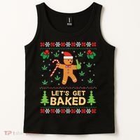Lets Get Baked Cookie Weed Xmas Ugly Christmas Sweater Tank Top thumb 2