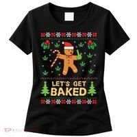 Lets Get Baked Cookie Weed Xmas Ugly Christmas Sweater Women's T-Shirt thumb 0
