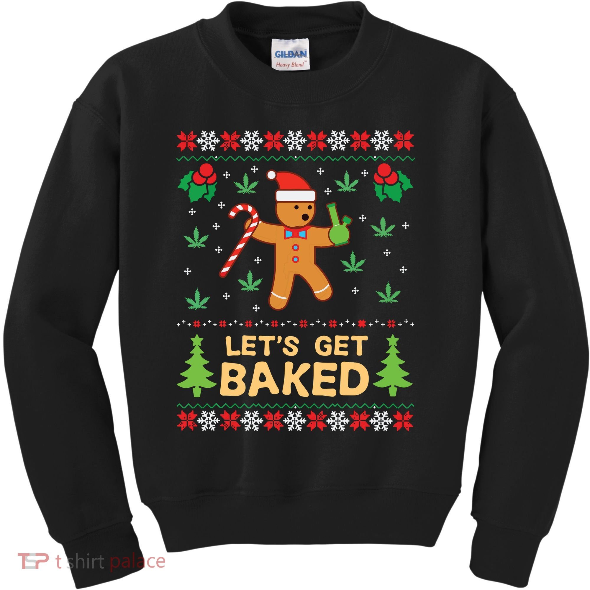 Lets Get Baked Cookie Weed Xmas Ugly Christmas Sweater Kids Sweatshirt