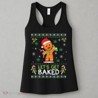 Lets Get Baked Ugly Sweater Weed Christmas Xmas Marijuana Women's Tank Top thumb 3
