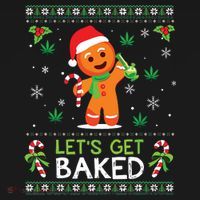 Lets Get Baked Ugly Sweater Weed Christmas Xmas Marijuana Women's Tank Top thumb 5