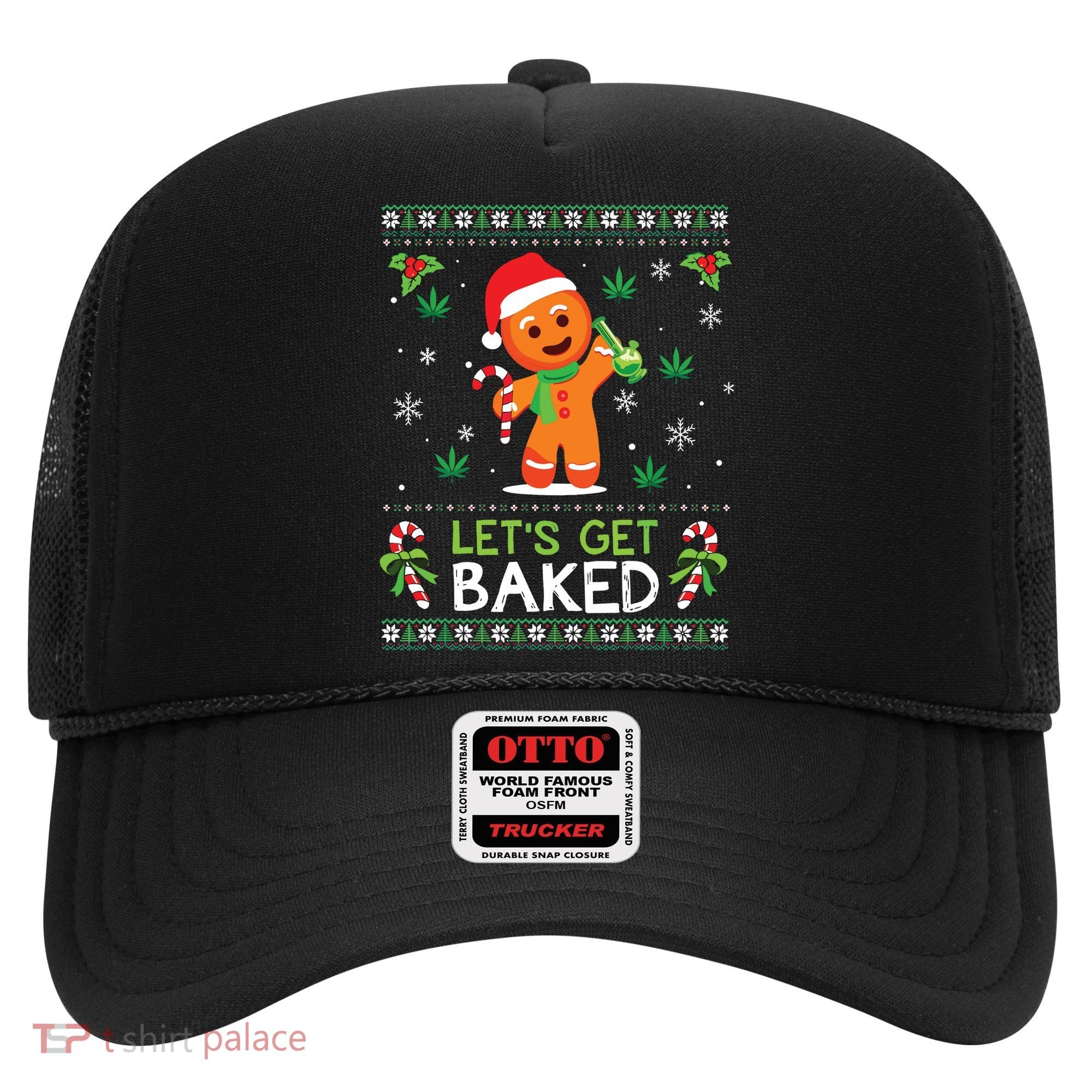 Lets Get Baked Ugly Sweater Weed Christmas Xmas Marijuana Hat
