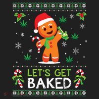 Lets Get Baked Ugly Sweater Weed Christmas Xmas Marijuana Hat thumb 2