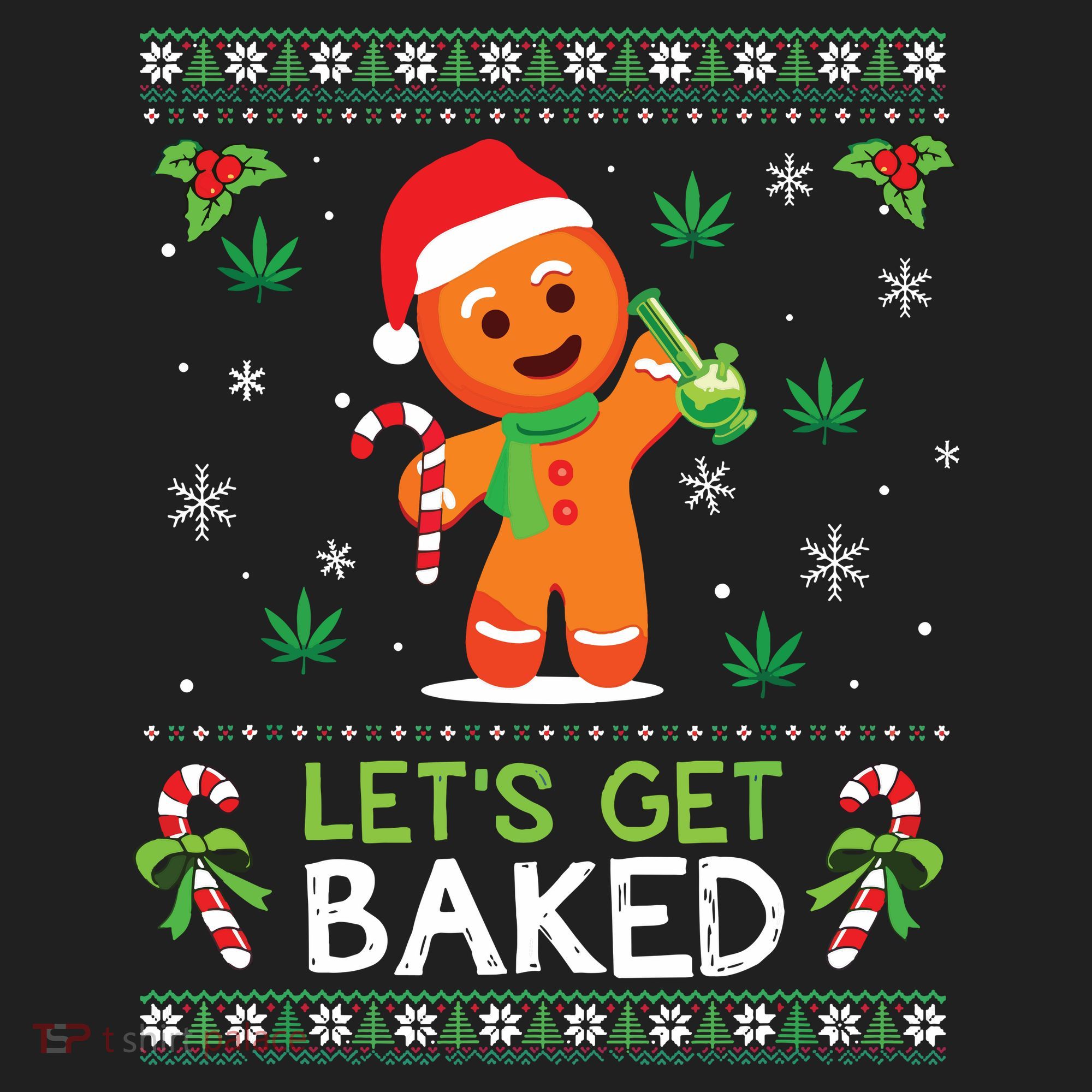 Lets Get Baked Ugly Sweater Weed Christmas Xmas Marijuana Hat