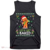 Lets Get Baked Ugly Sweater Weed Christmas Xmas Marijuana Tank Top thumb 0
