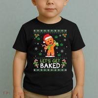 Lets Get Baked Ugly Sweater Weed Christmas Xmas Marijuana Toddler T-Shirt thumb 2