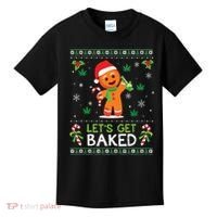 Lets Get Baked Ugly Sweater Weed Christmas Xmas Marijuana Kids T-Shirt thumb 0