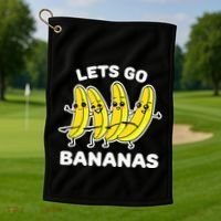Lets Go Bananas Funny Fruit Pun Banana Golf Towel thumb 1
